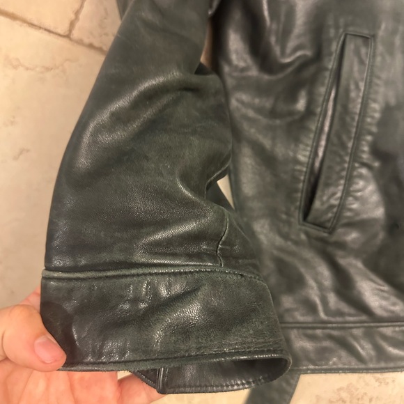 Vintage 90s Polo Ralph Lauren soft lambskin Leather Black Cotton Lining Jacket L - Picture 4 of 10